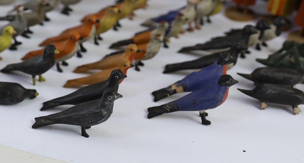 A late 19th century German painted wood Noah's Ark with 136 assorted figures and animals, 14cm wide, 54cm long, 30cm high, largest figure 8cm